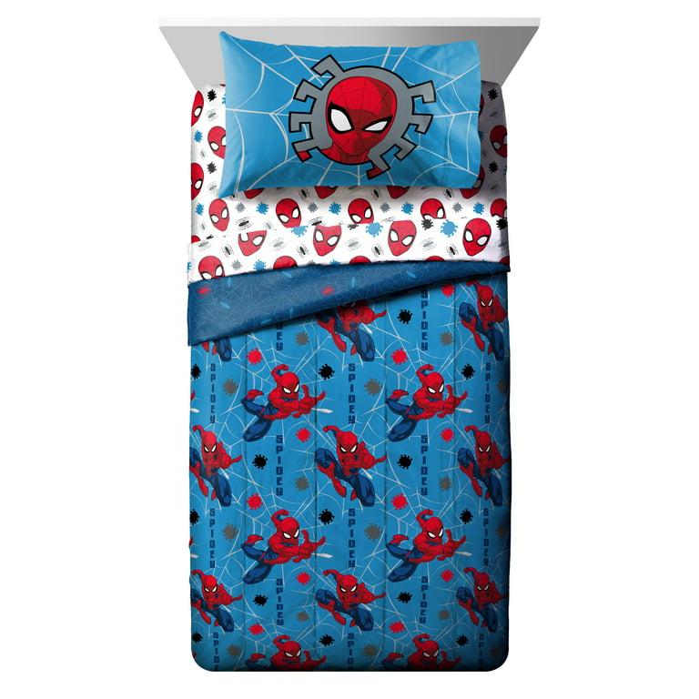 Yumhi 3D Printing Spiderman Bedding Set Twin Size for Boys Kids Comforter Cover Set Brave Super Hero 2PCS Duvet Cover Set 1 Duvet Cover+1 Pillowcase 